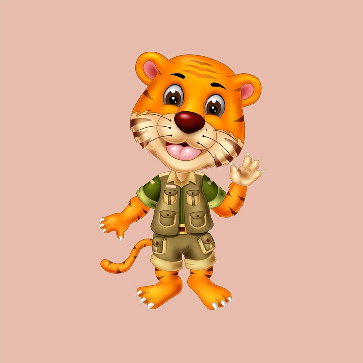 Vector ilustración de dibujos animados lindo tigre