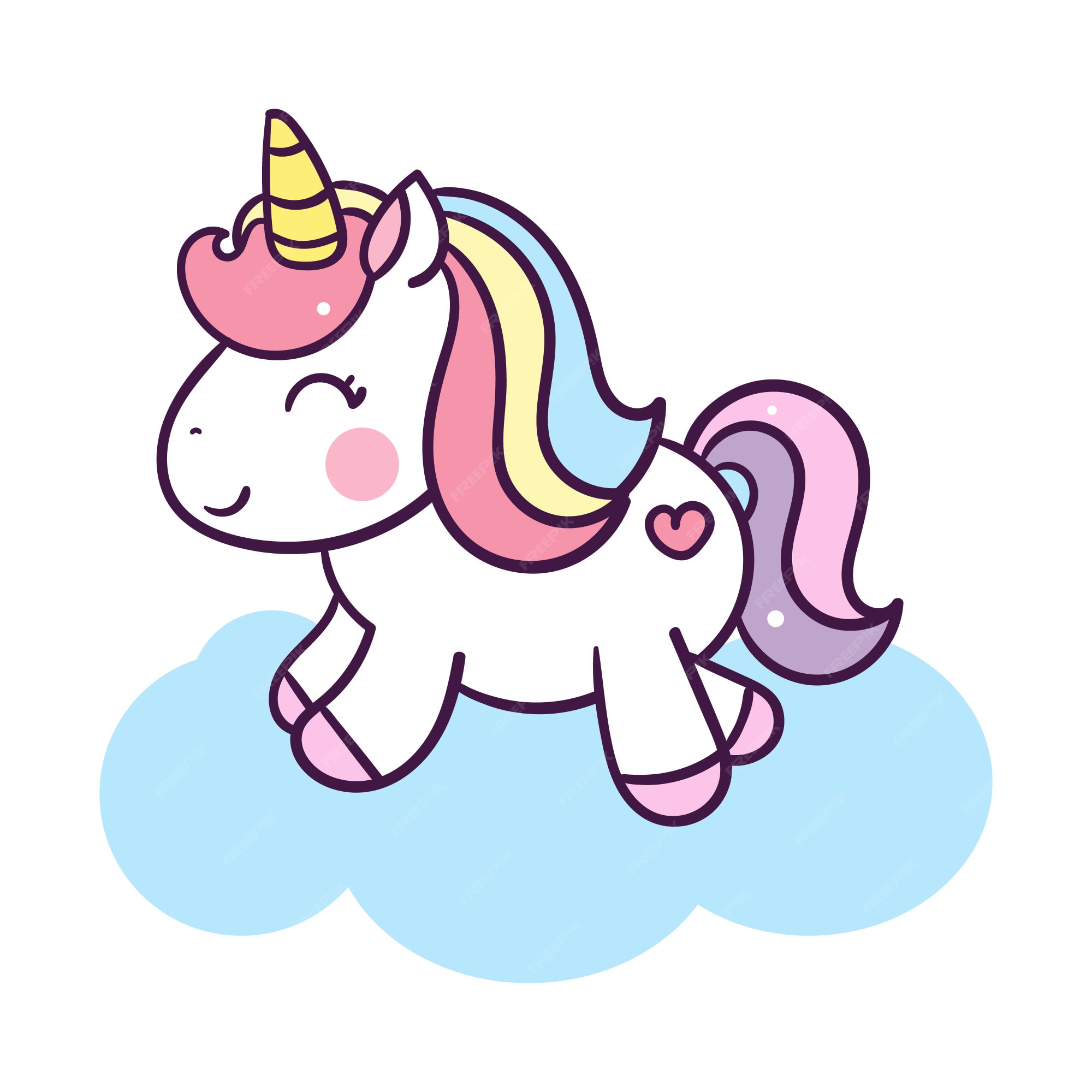 Ilustración de dibujos animados lindo de unicornio: serie ilustración de un  pony de cuento de hadas muy lindo | Vector Premium