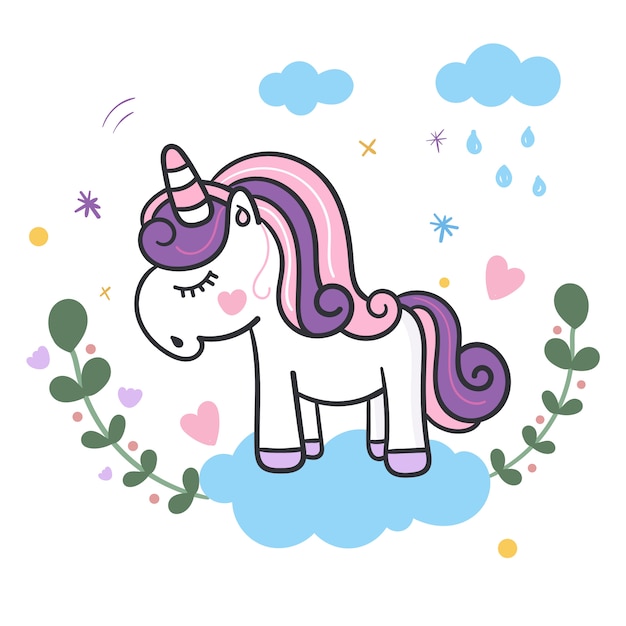 Ilustración de dibujos animados lindo unicornio