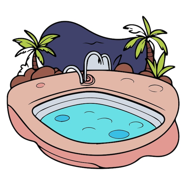 Vector una ilustración de dibujos animados llena de colores de la piscina