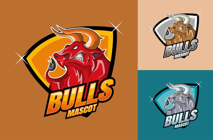 Ilustración de dibujos animados de logotipo de mascota de toro