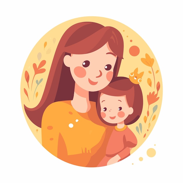 Vector una ilustración de dibujos animados de una madre y una hija