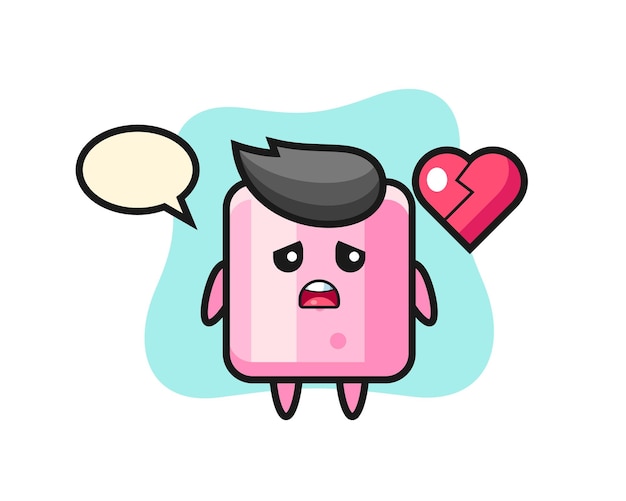 Ilustración de dibujos animados de malvavisco es corazón roto