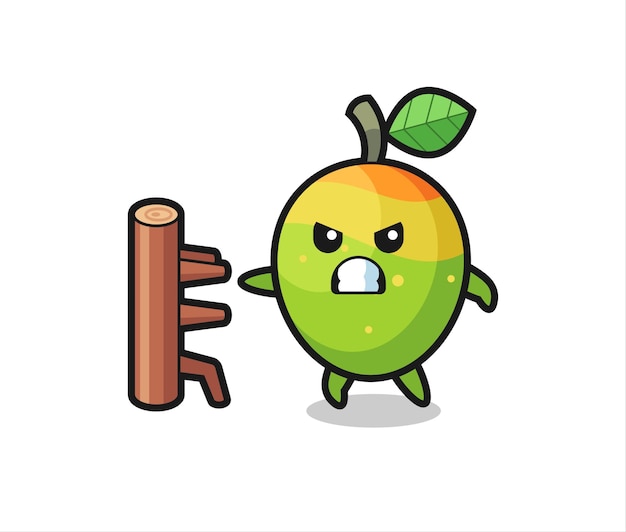Ilustración de dibujos animados de mango como luchador de karate