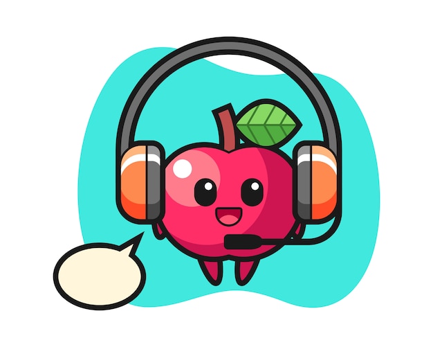 Vector ilustración de dibujos animados de manzana como servicio al cliente