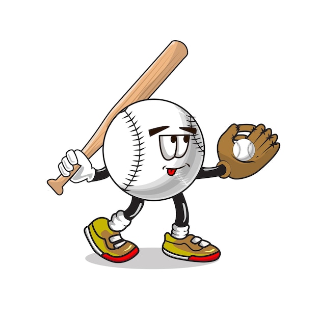 Ilustración de dibujos animados de mascota de béisbol