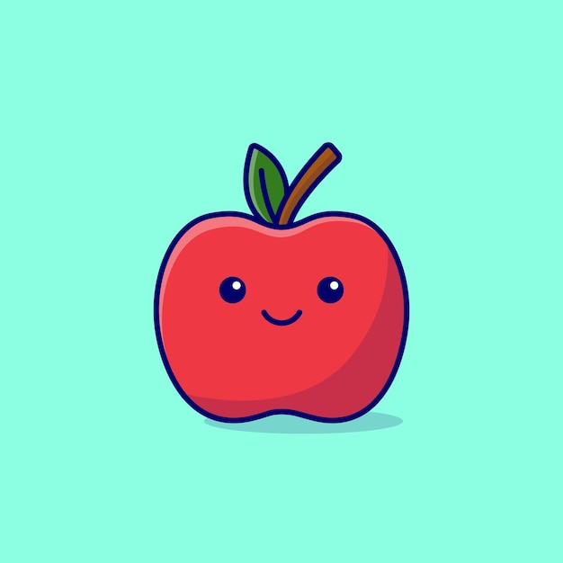 Ilustración de dibujos animados de la mascota de la cara sonriente de la manzana