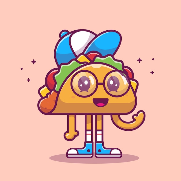 Vector ilustración de dibujos animados de mascota de taco. lindo personaje de taco kid. concepto de comida aislado