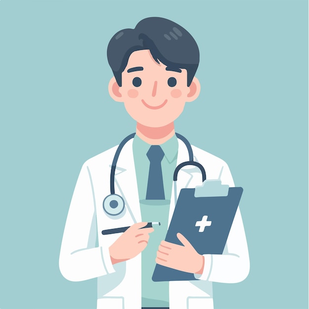 ilustración de dibujos animados de un médico con un logo bonito