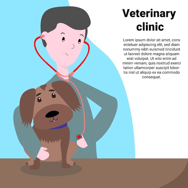 Ilustración de dibujos animados de médicos y veterinarios de perros