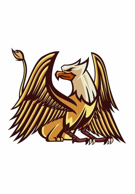 Ilustración de dibujos animados de la mitología Griffin para logotipo o pegatina