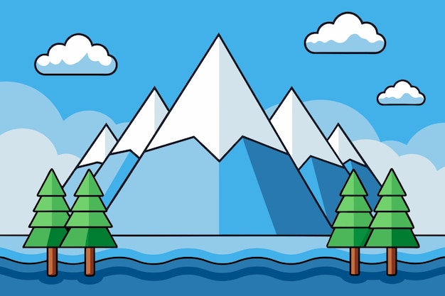 Vector una ilustración de dibujos animados de una montaña con la palabra x en ella