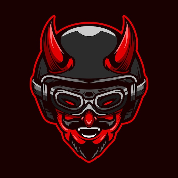 Ilustración de dibujos animados de motorista de diablo rojo