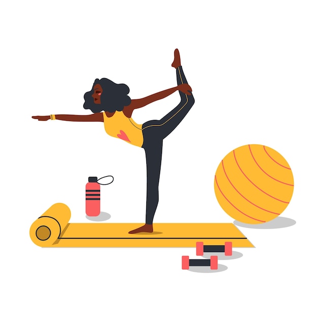 Ilustración de dibujos animados de mujer afroamericana Ilustración de vector plano aislada sobre fondo blanco