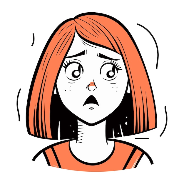 Vector ilustración de dibujos animados de una mujer con una expresión triste en su rostro