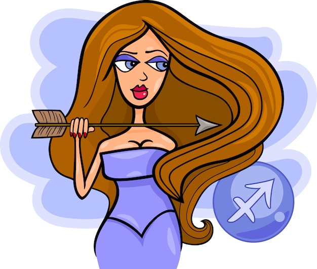 ilustración de dibujos animados de mujer signo de sagitario