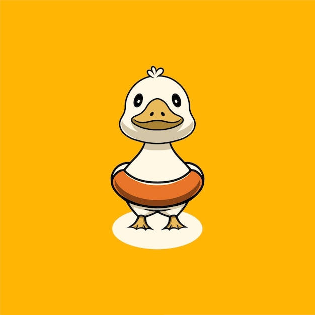 Ilustración de dibujos animados de natación de pato lindo