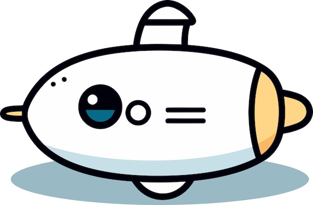 una ilustración de dibujos animados de una nave espacial con una nariz azul y un lápiz amarillo