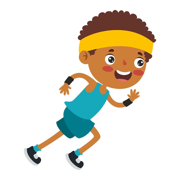 Vector ilustración de dibujos animados de un niño corriendo