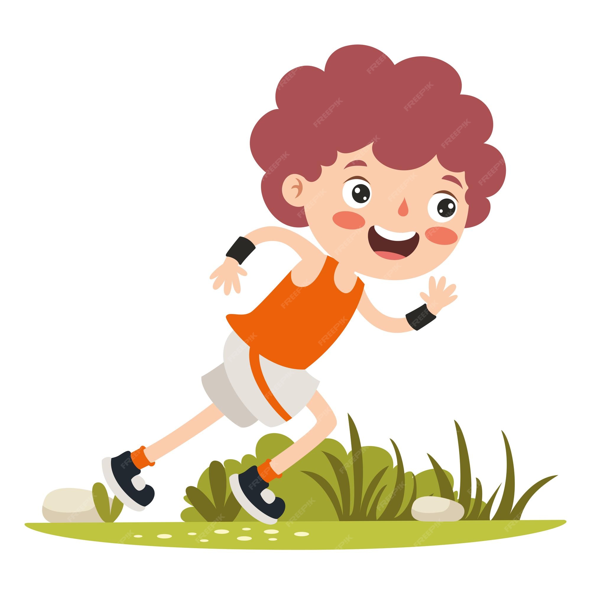 Ilustración de dibujos animados de un niño corriendo | Vector Premium