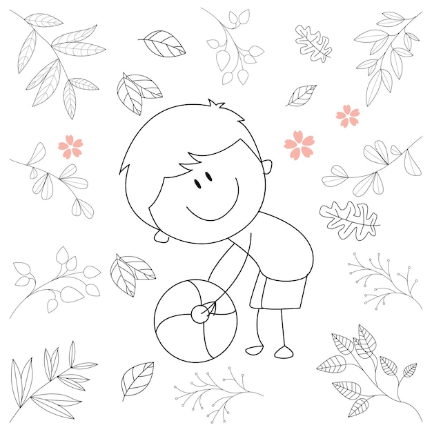 Ilustración de dibujos animados para niños con fines de diseño gráfico jugar voleibol