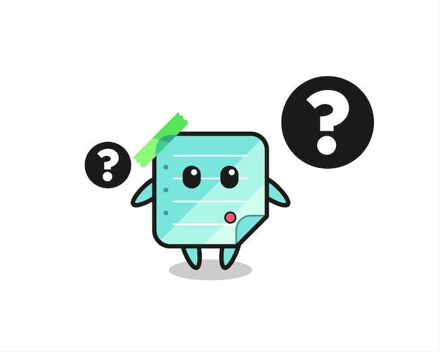 Ilustración de dibujos animados de notas adhesivas con el signo de interrogación