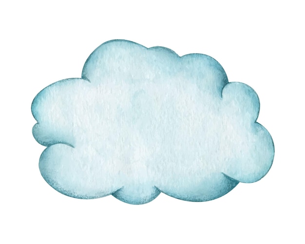 Ilustración de dibujos animados de nube azul acuarela Elemento de imágenes prediseñadas aislado sobre fondo blanco Arte para el diseño de la habitación de los niños de la ducha del bebé