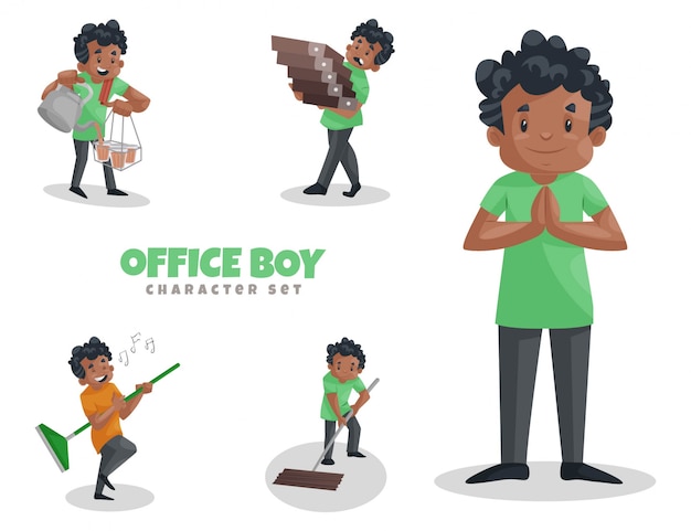 Ilustración de dibujos animados de office boy character set