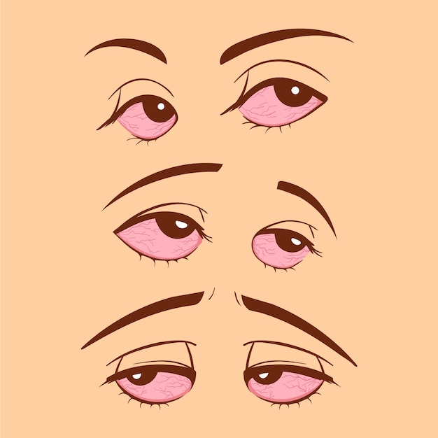 Vector ilustración de dibujos animados de ojos rojos dibujados a mano