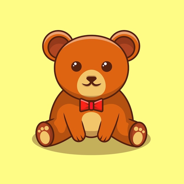 Ilustración de dibujos animados de oso ilustración de oso lindo diseño de vector de oso de peluche en estilo kawaii