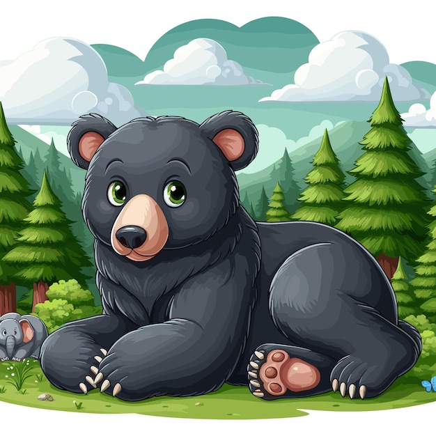 Vector ilustración de dibujos animados del oso negro