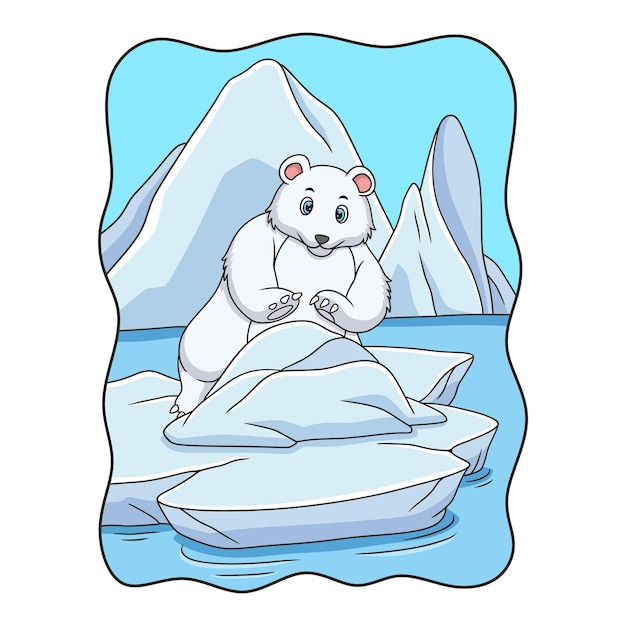 Ilustración de dibujos animados el oso polar está tratando de reparar un iceberg roto