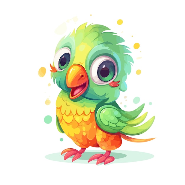 Una ilustración de dibujos animados de un pájaro loro con una linda sonrisa