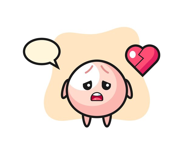 La ilustración de dibujos animados de pan de carne es corazón roto, diseño de estilo lindo para camiseta, pegatina, elemento de logotipo