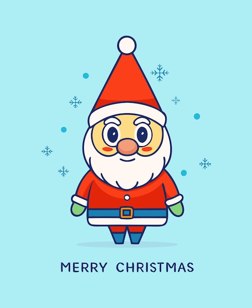 Ilustración de dibujos animados de Papá Noel para los saludos de Feliz Navidad