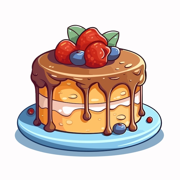 ilustración de dibujos animados de pastel de cumpleaños aislado sobre fondo blanco