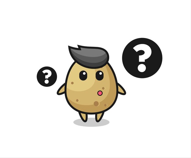 Ilustración de dibujos animados de patata con el signo de interrogación, diseño de estilo lindo para camiseta, pegatina, elemento de logotipo