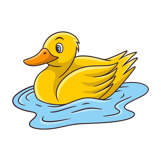 Ilustración de dibujos animados pato nadando