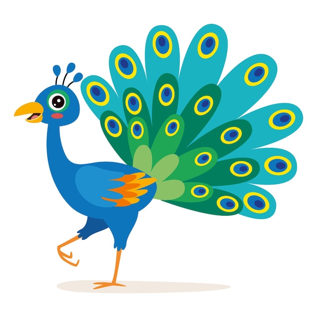 Vector ilustración de dibujos animados de un pavo real