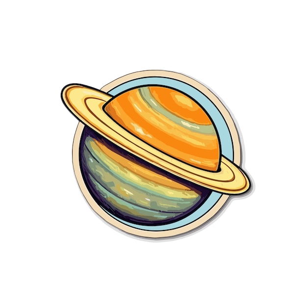 Vector ilustración de dibujos animados de pegatina de planeta saturno vector