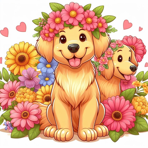 Ilustración de dibujos animados del perro golden retriever