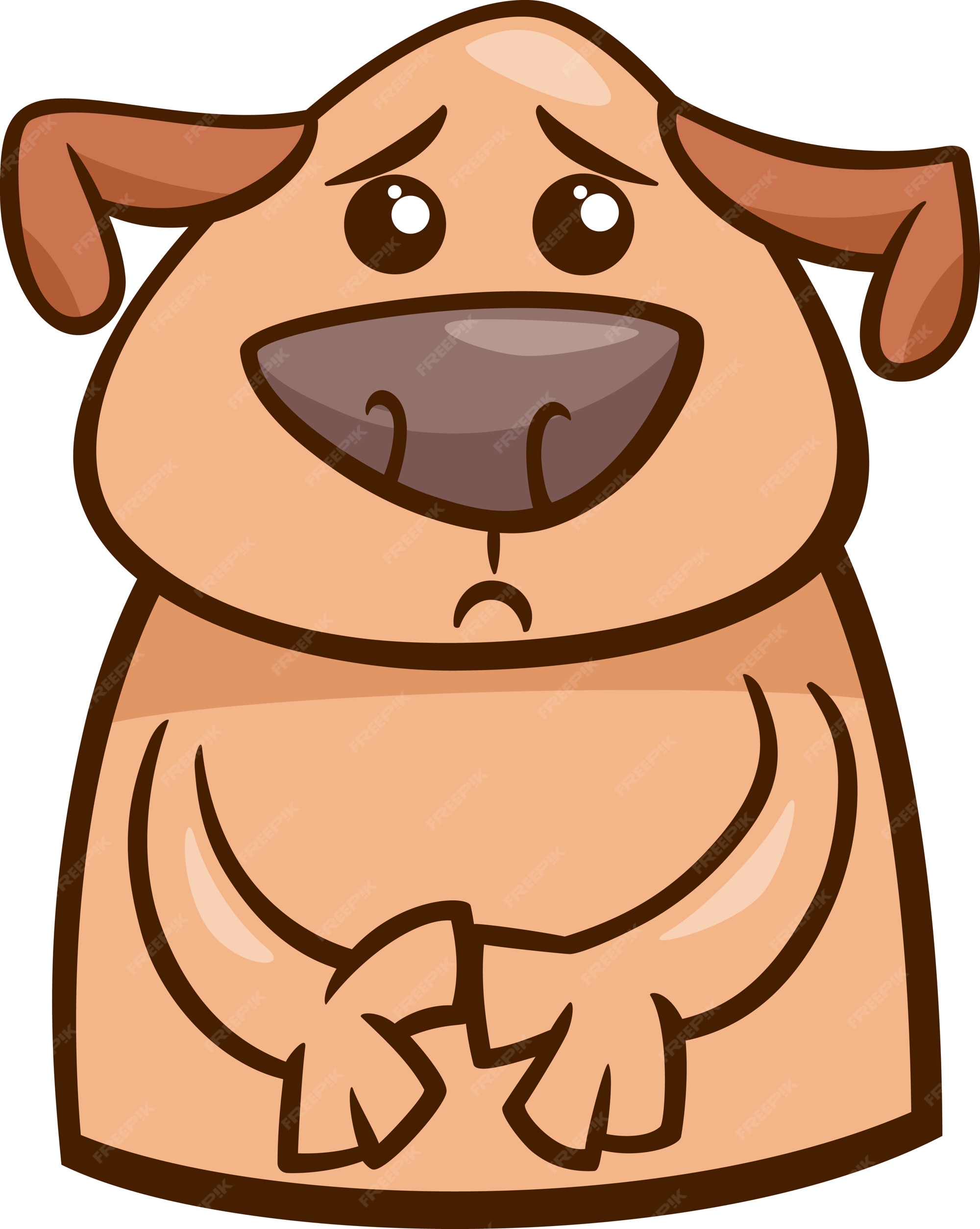 Ilustración de dibujos animados de perro triste humor | Vector Premium