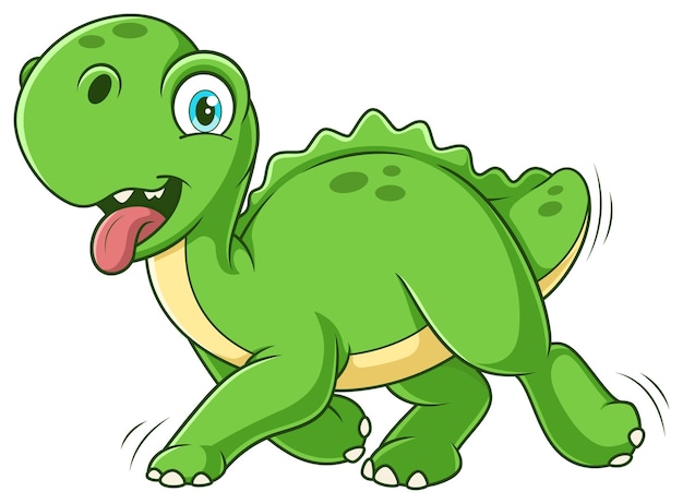 Ilustración de dibujos animados de perros dinosaurios corriendo