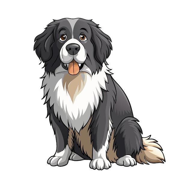 Ilustración de dibujos animados de perros vectoriales de Terranova