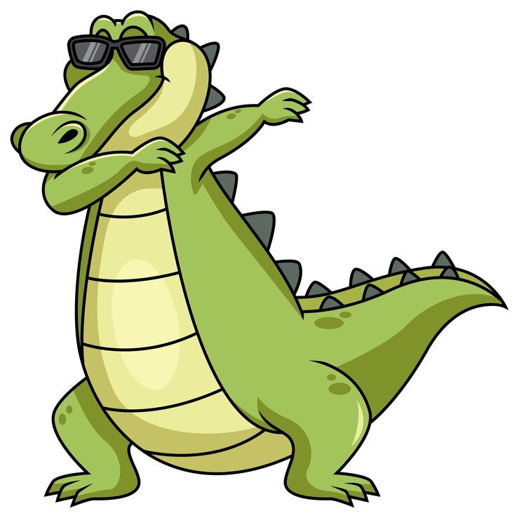 Vector ilustración de dibujos animados del personaje del cocodrilo dabbing