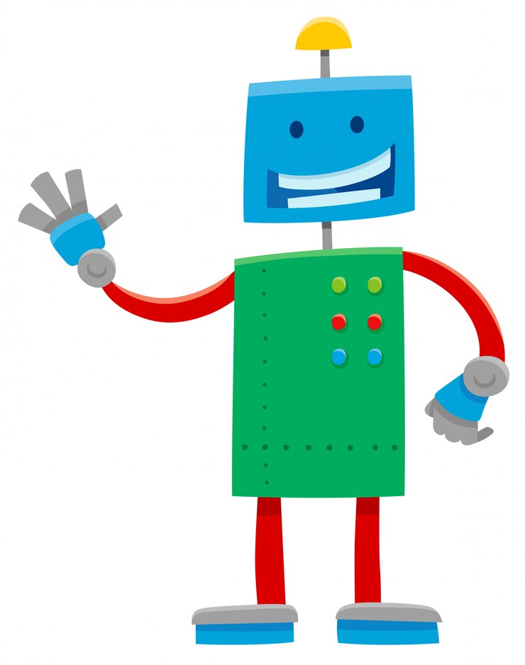 Vector ilustración de dibujos animados del personaje divertido robot