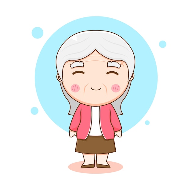 Ilustración de dibujos animados de personaje lindo abuela