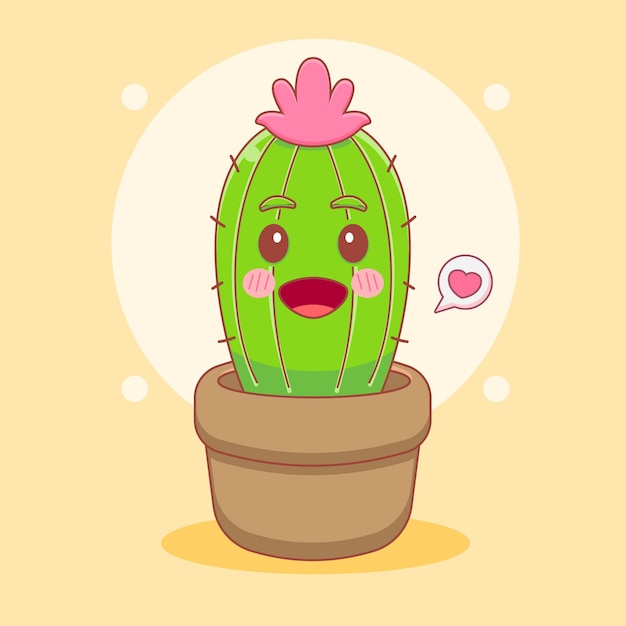 Ilustración de dibujos animados de personaje lindo cactus