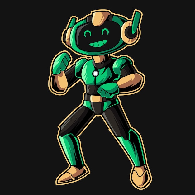 Ilustración de dibujos animados de personaje de mascota de robot