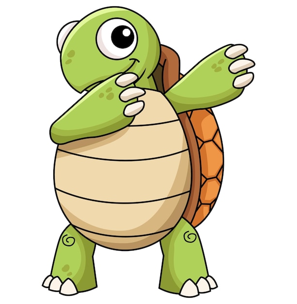 Ilustración de dibujos animados del personaje de la tortuga Dabbing